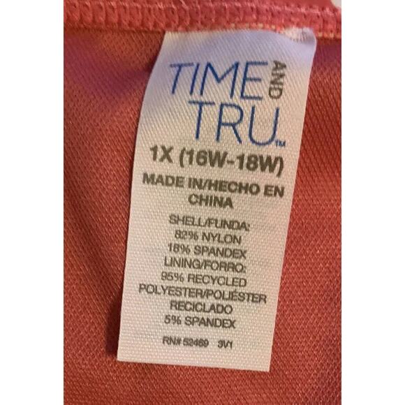 Time & Tru Pink Polka Dot Bikini Bottoms 1X (16W - 18W) Women’s Mid Rise NWT - Picture 6 of 9